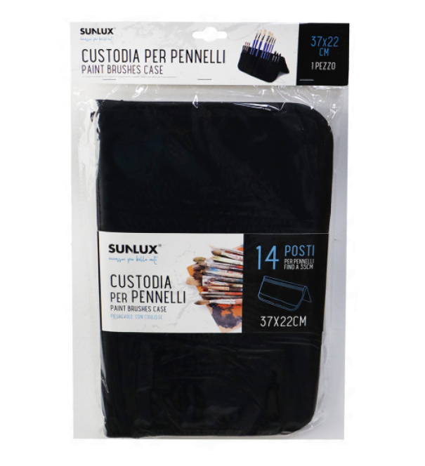 Custodia per pennelli 14 posti fino a 35cm dimensione 37x22cm colore nero