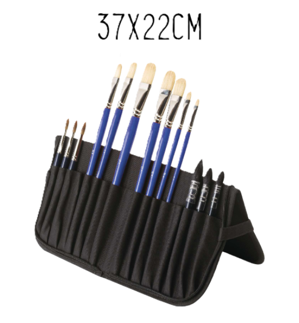 Custodia per pennelli 14 posti fino a 35cm dimensione 37x22cm colore nero