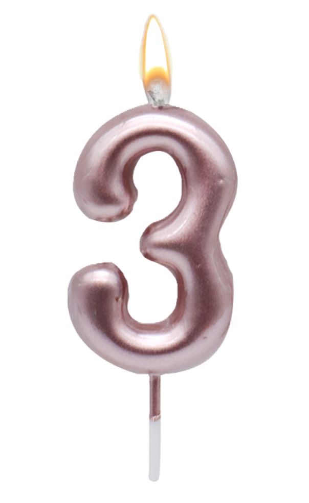Candelina oro rosa n. 3 8.5cm