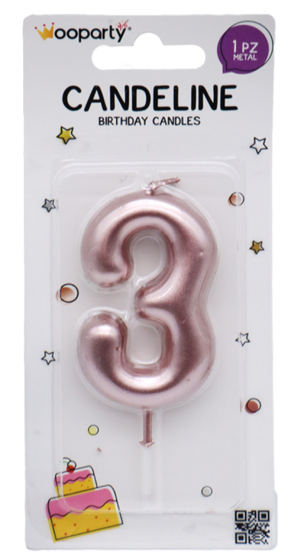 Candelina oro rosa n. 3 8.5cm