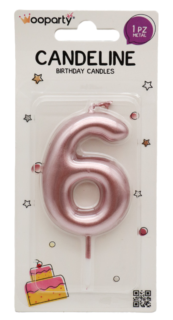 wooparty candelina oro rosa n. 6 8.5cm - foto 3