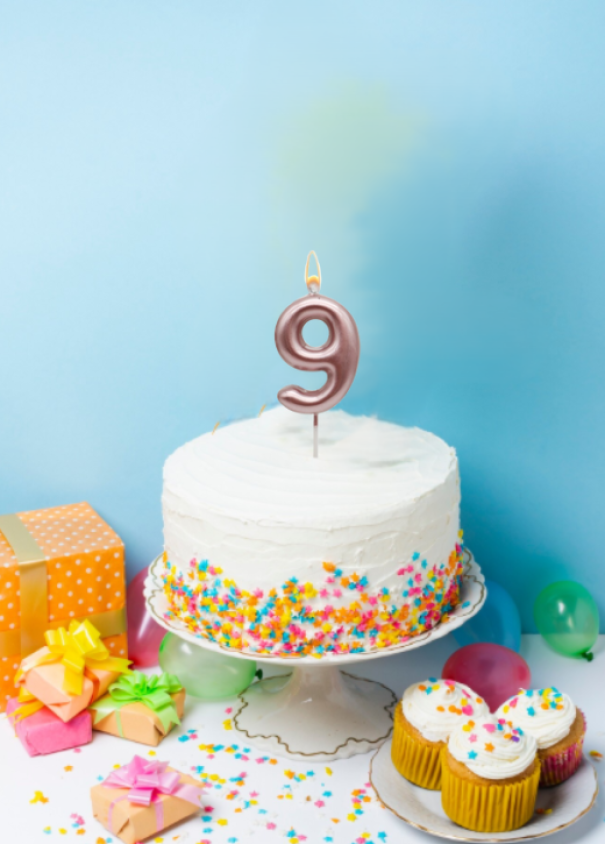 Candelina oro rosa n. 9 8.5cm