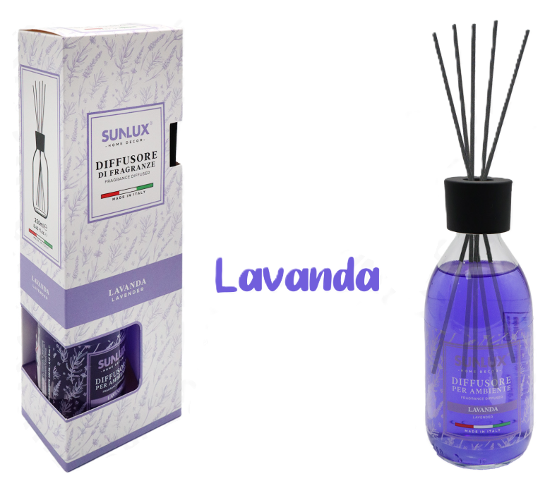 Diffusore per ambiente Lavanda 250ml 5 bastoncini