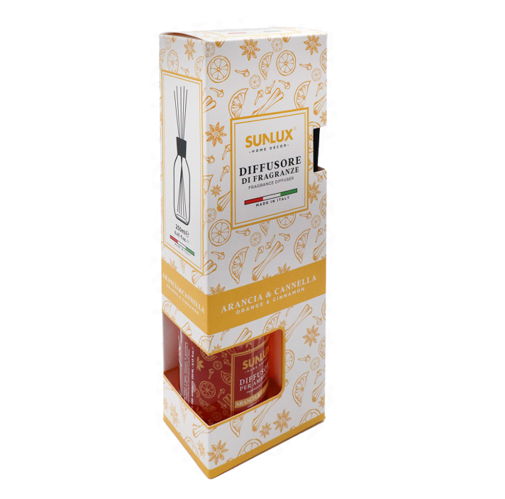 Diffusore per ambiente Arancio-Cannella 250ml 5 bastoncini