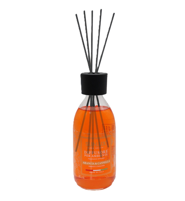 Diffusore per ambiente Arancio-Cannella 250ml 5 bastoncini