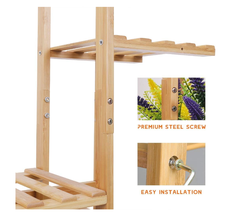 Scaffale portavasi in bambu00f9 5 ripiani 43x21x100cm