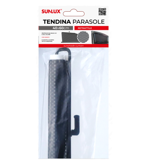 Tendina parasole retrattile, per parabrezza, finestrini laterali e lunotto posteriore, 40x60cm, colore nero
