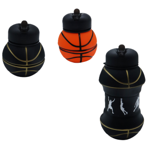 Borraccia pieghevole palla da basket 230-550ml in silicone + pp