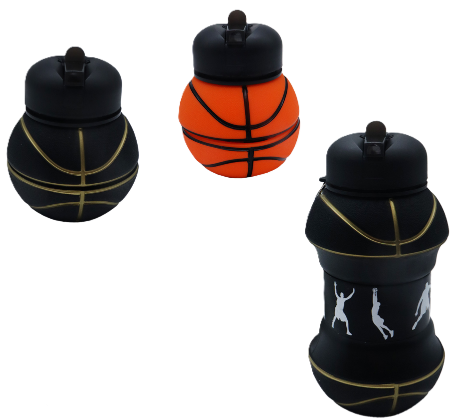 Borraccia Pieghevole palla da Basket 230-550ml in silicone + PP