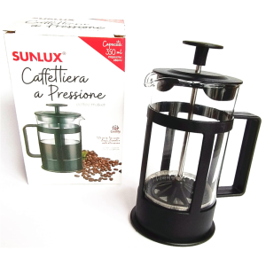 Caffettiera a pressione 350ml in acciaio inox e vetro