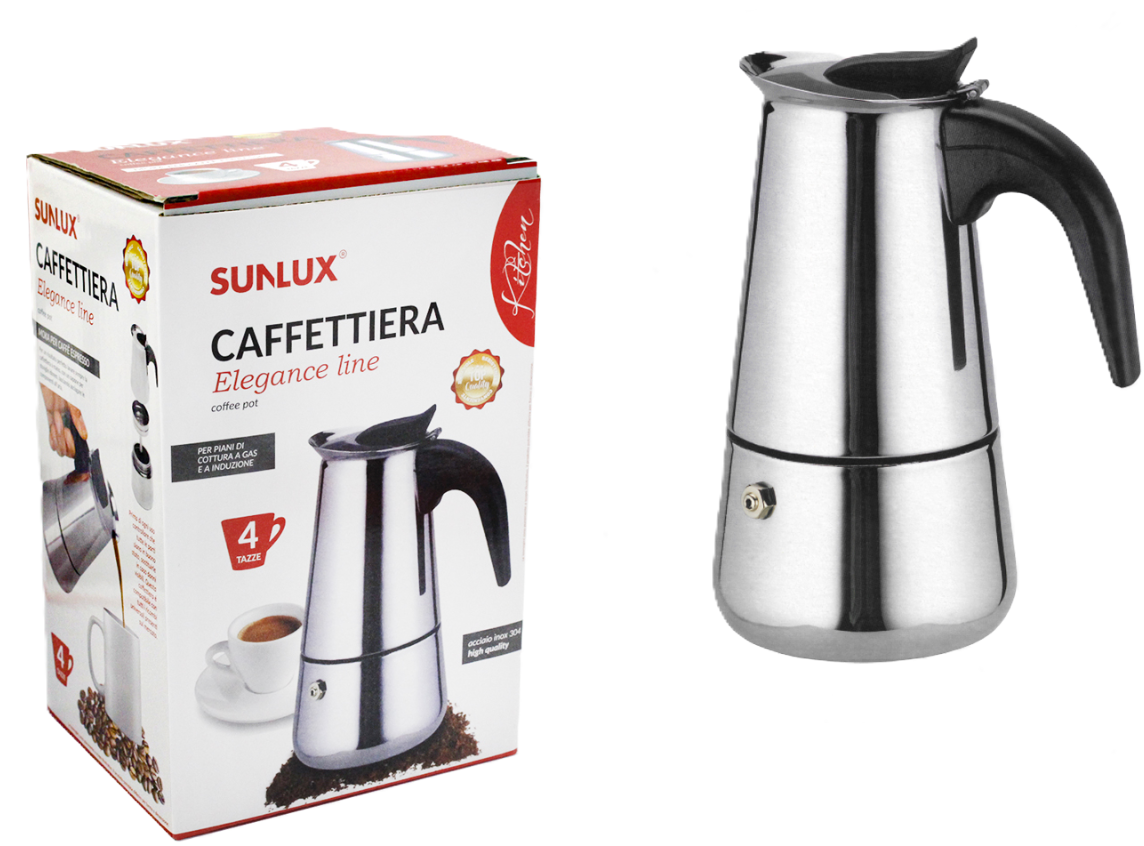 Caffettiera elegance 4 tazze in acciaio