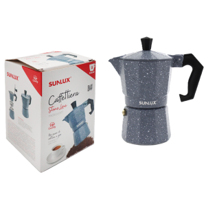 Caffettiera stone in alluminio 2 tazze – 13,5 cm – moka italiana tradizionale per caffè dal gusto autentico