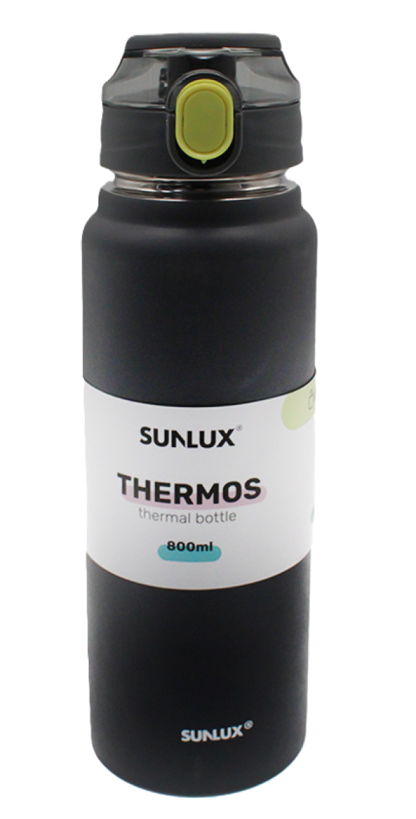 Thermos per bevande 800ml in acciaio inox nero 27.5cm