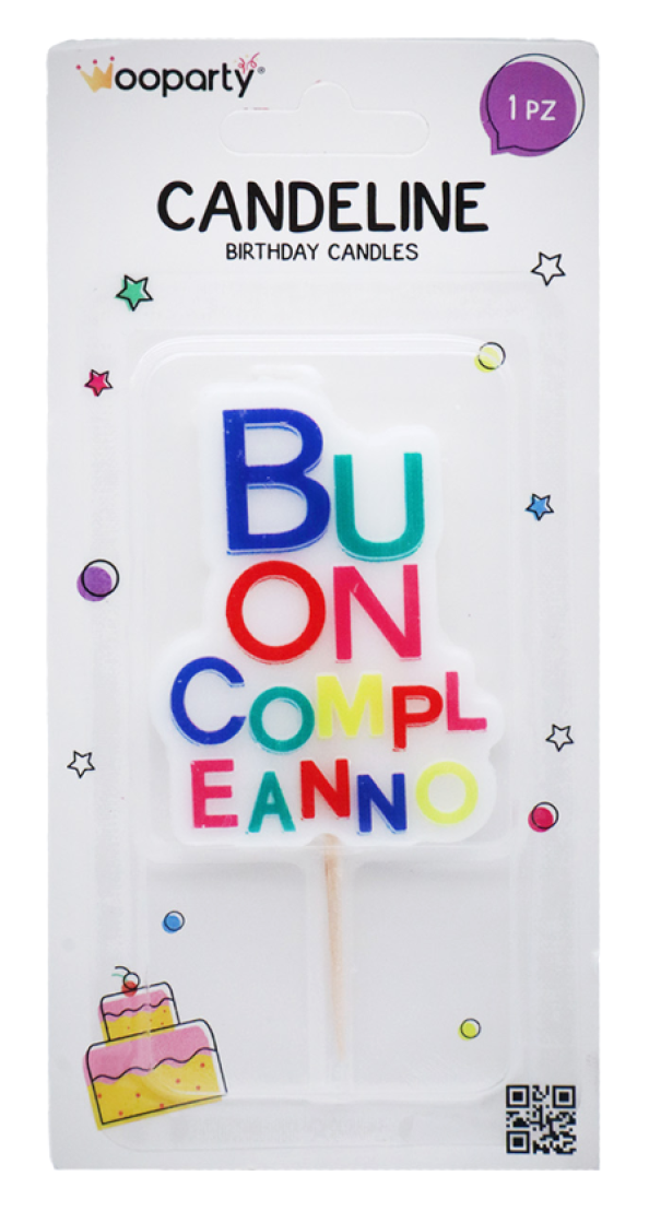 Candelina Buon Compleanno 10cm multicolore