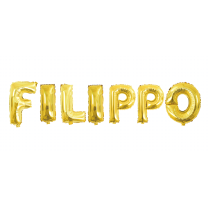 Palloncini nome filippo, kit scritto con lettere oro altezza 35cm
