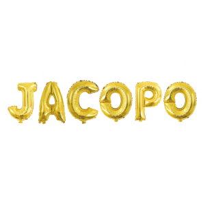 Palloncini nome jacopo, kit scritto con lettere oro altezza 35cm
