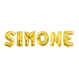 Palloncini nome simone, kit scritto con lettere oro altezza 35cm