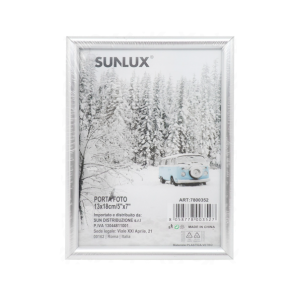 Cornice portafoto 13x18 cm (5"x7") in plastica con vetro, da tavolo e da muro, decorativa argento