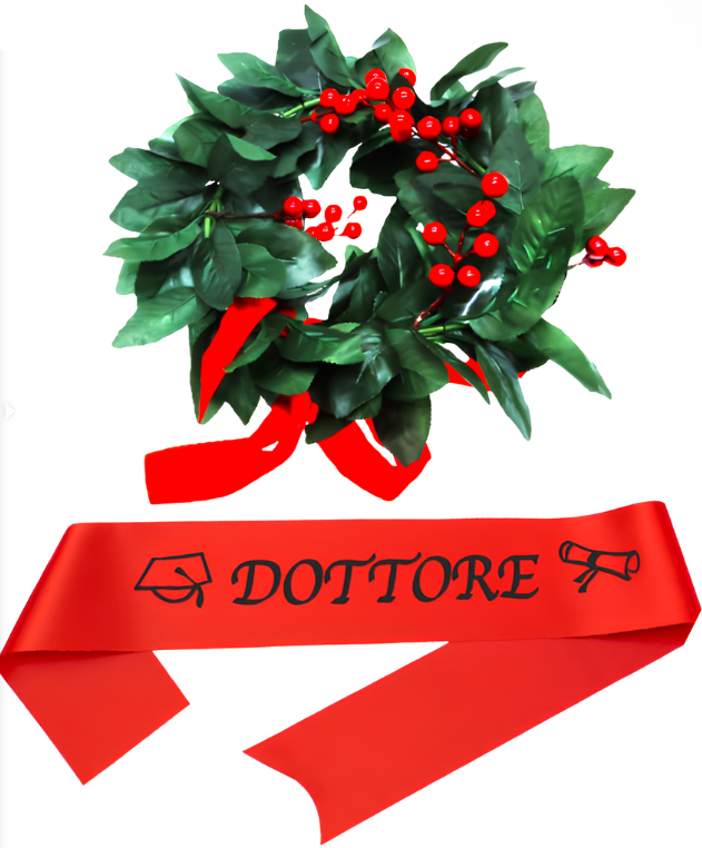 Corona Laurea + Fascia Laurea Dottore rossa