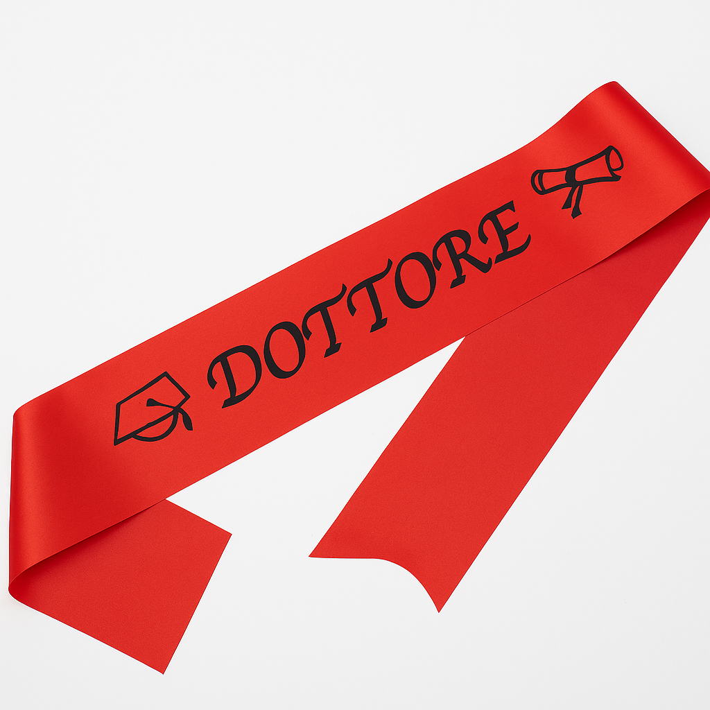Corona Laurea + Fascia Laurea Dottore rossa