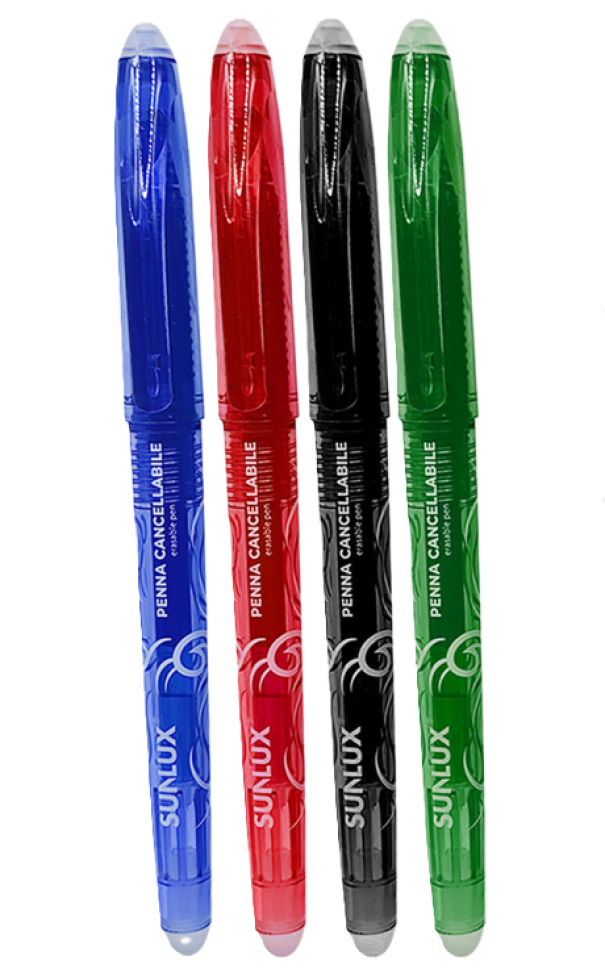 Penne Gel Sunlux cancellabili e ricaricabili 4pz 0.7mm