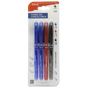 Penne gel  cancellabili e ricaricabili 4pz 0.7mm