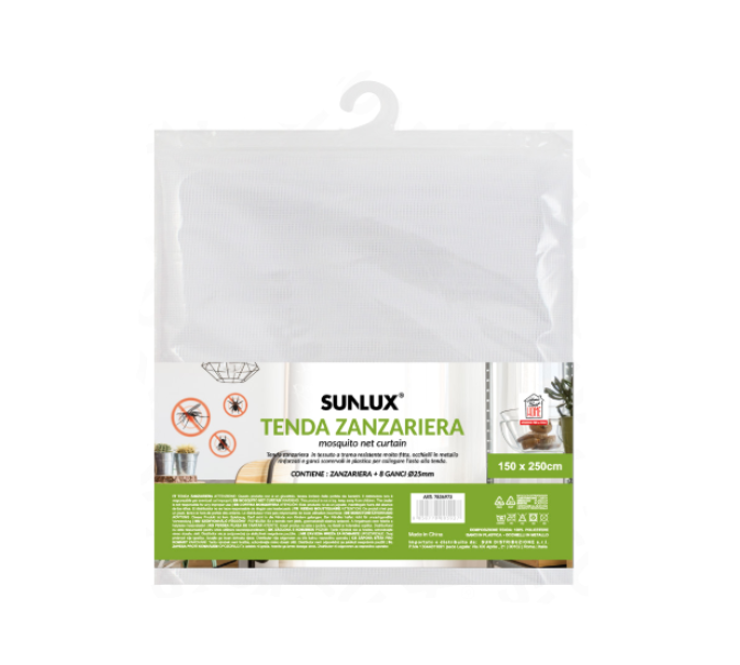 Tenda a Zanzariera 150x250 cm, 8 Ganci in Plastica per Collegare l'asta alla Tenda - Bianco