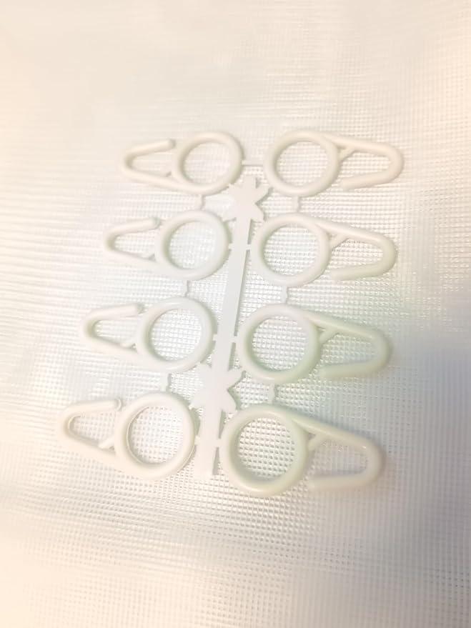 Tenda a Zanzariera 150x250 cm, 8 Ganci in Plastica per Collegare l'asta alla Tenda - Bianco