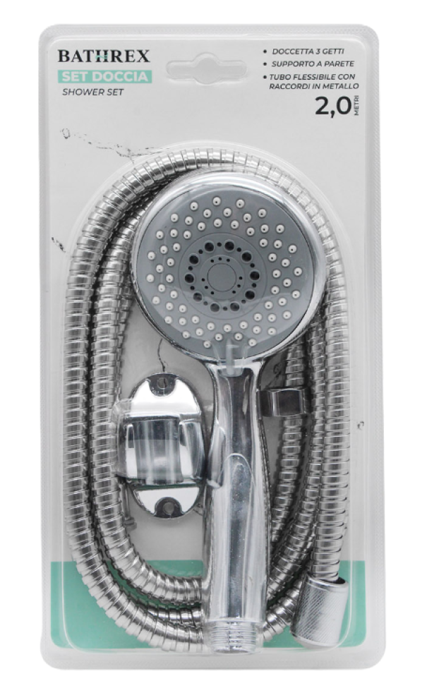 Set Doccia 3 pezzi - tubo, doccetta, supporto