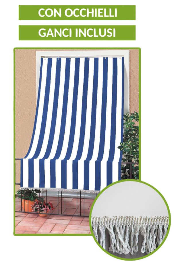 SUNLUX Tenda da sole con occhielli e ganci 290x145cm a righe