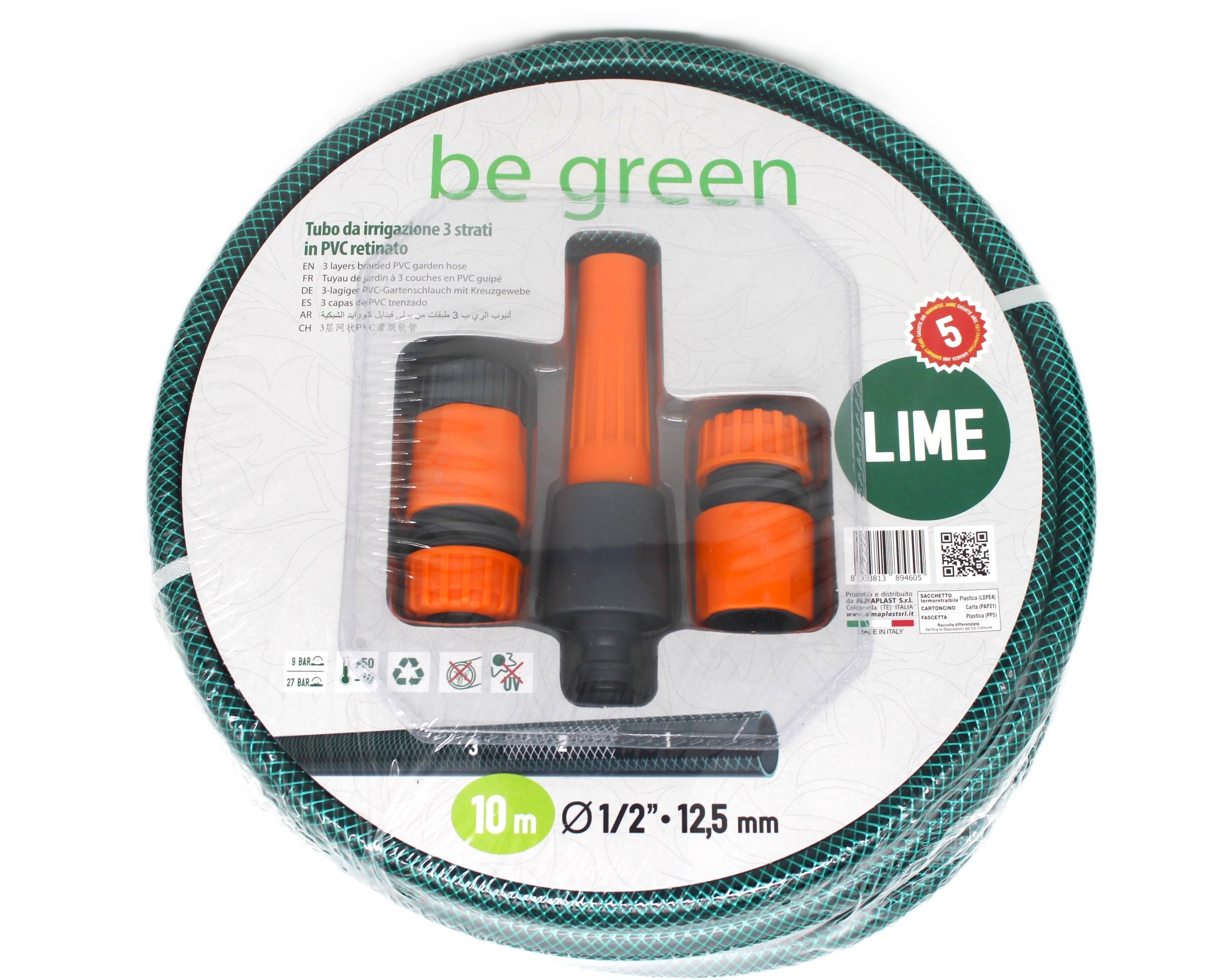 Kit Tubo da Irrigazione 3 strati in PVC retinato, 12,5mm, 10m
