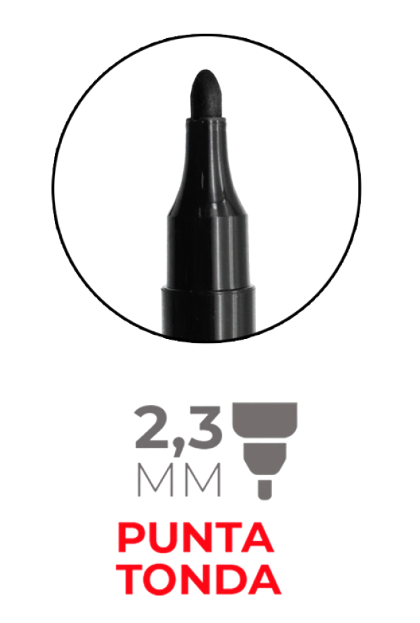 ufeffMarcatore Permanente nero 2-3mm confezione da 3 punta tonda Sunlux