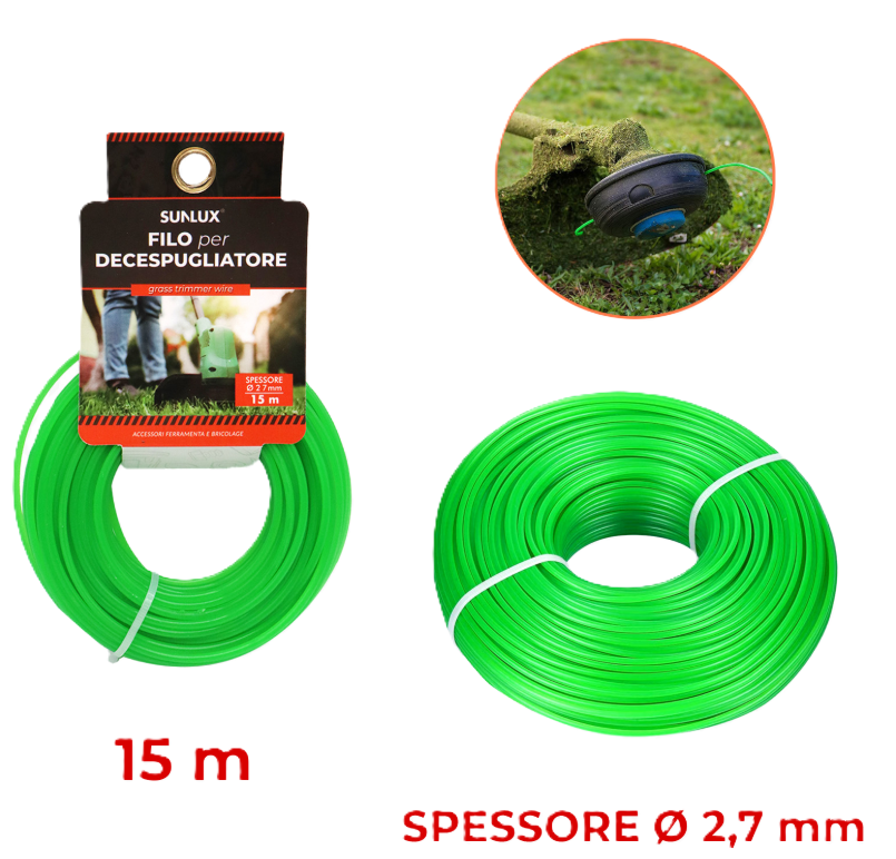 Filo in Nylon per decespugliatore 2,7mm x 15m