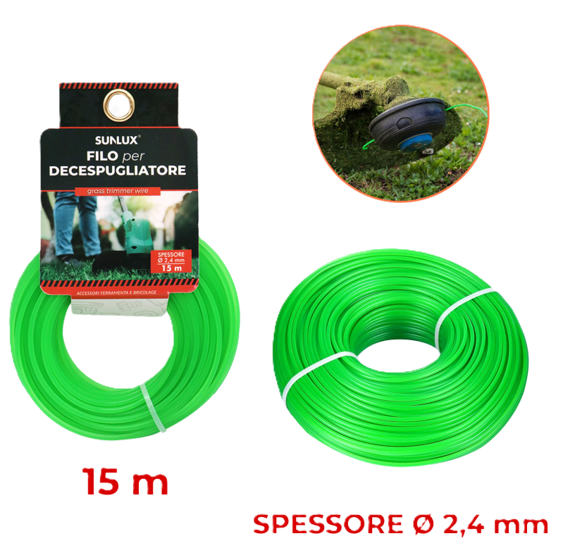 Filo in Nylon per decespugliatore 2,4mm x 15m
