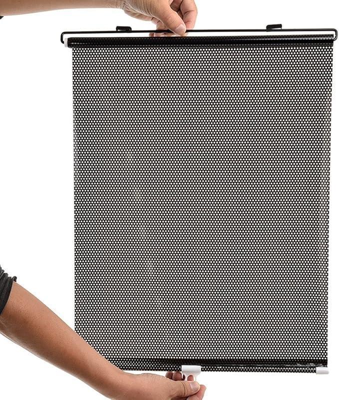 Tendina parasole retrattile, per parabrezza, finestrini laterali e lunotto posteriore, 40x125cm, colore nero