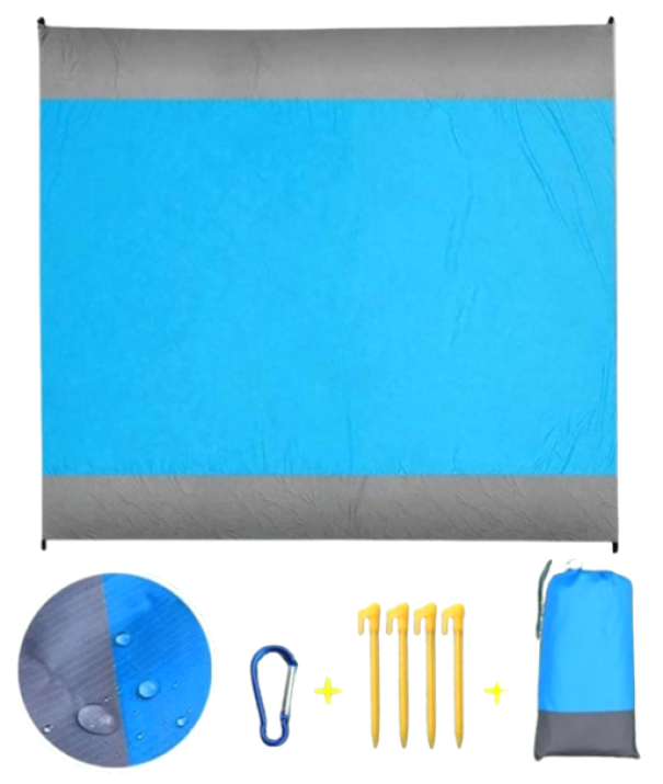 Telo da spiaggia, coperta da picnic e campeggio impermeabile 200x210cm c/accessori