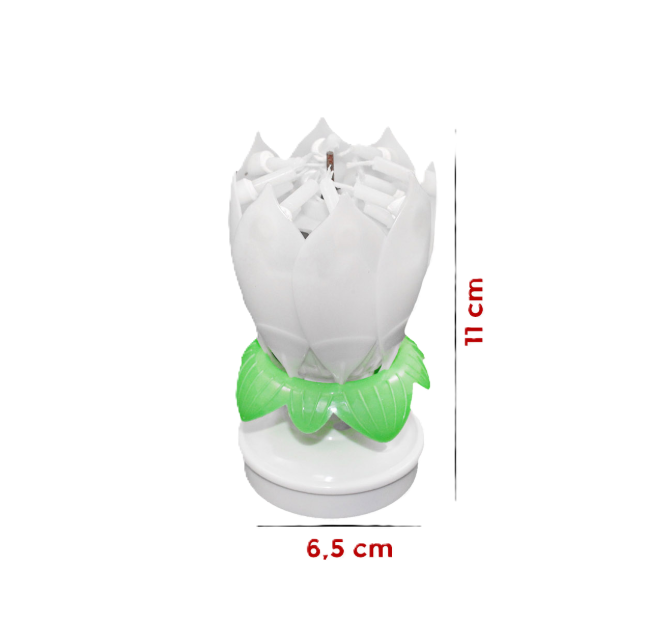 Candela musicale Fiore di Loto Bianco 11x6,5cm