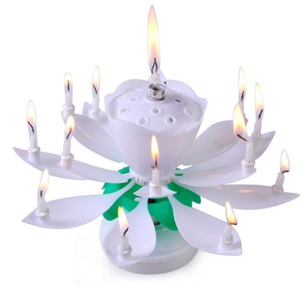 Candela musicale Fiore di Loto Bianco 11x6,5cm