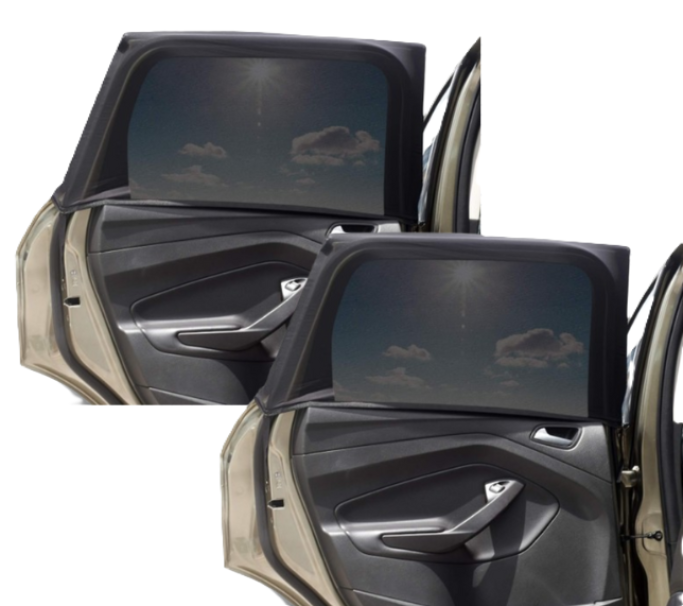 Tenda zanzariera parasole per auto 2 pezzi 110x52 cm, protezione Raggi UV, anti-zanzara, universa