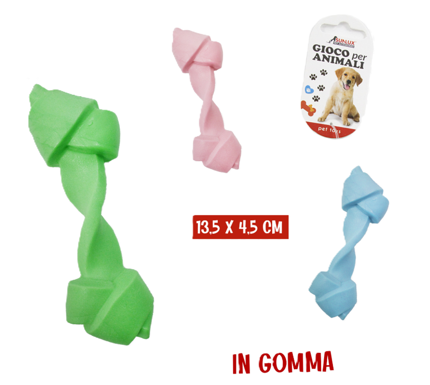 Giochi per animali in gomma 13,5cm colori assortiti 3 pezzi