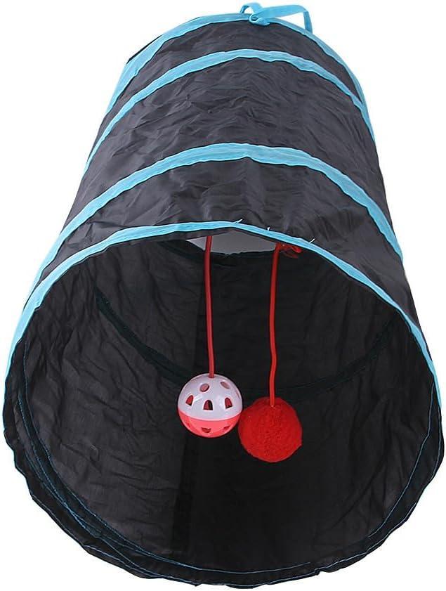 Tunnel per gatti pieghevole con campanelle 2 uscite