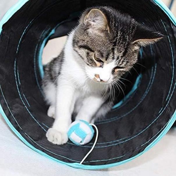Tunnel per gatti pieghevole con campanelle 3 uscite