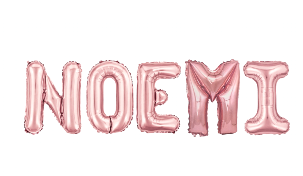 Palloncini nome Noemi, kit scritto con lettere Rosa altezza 35cm
