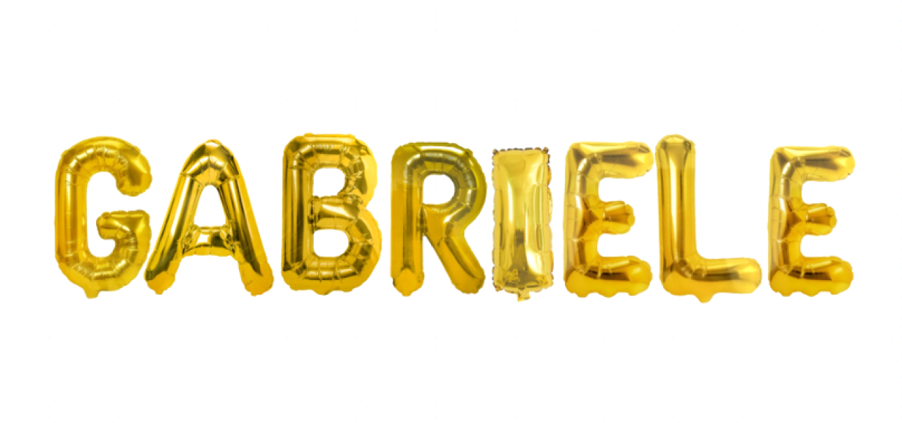 Palloncini nome Gabriele, kit scritto con lettere Oro altezza 35cm