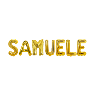Palloncini nome samuele, kit scritto con lettere oro altezza 35cm