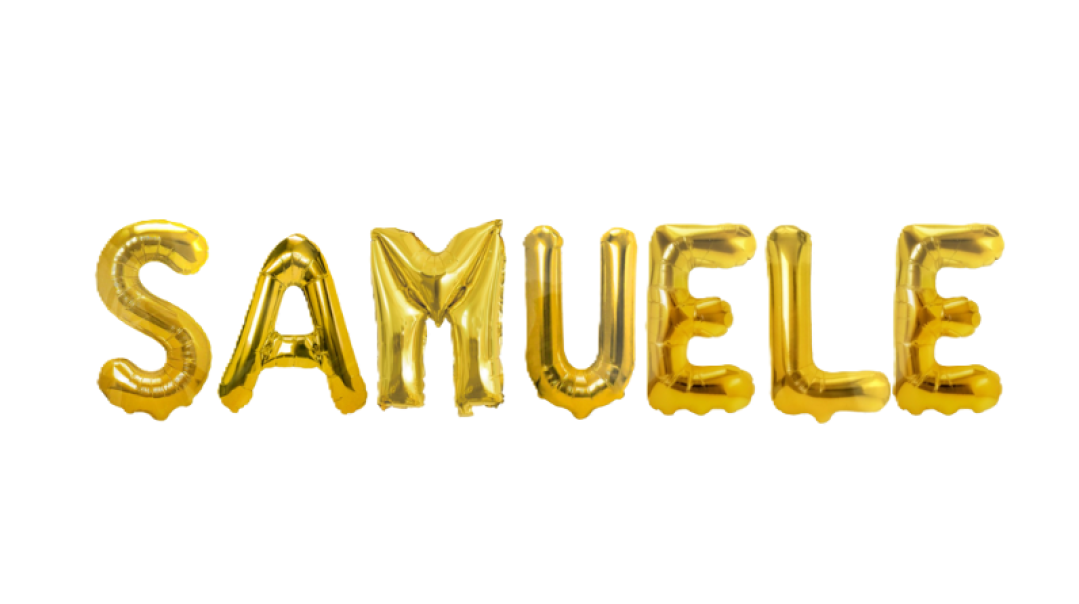 Palloncini nome Samuele, kit scritto con lettere Oro altezza 35cm
