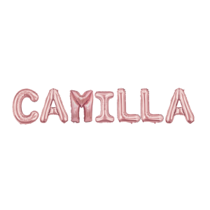 Palloncini nome camilla , kit scritto con lettere rosa altezza 35cm