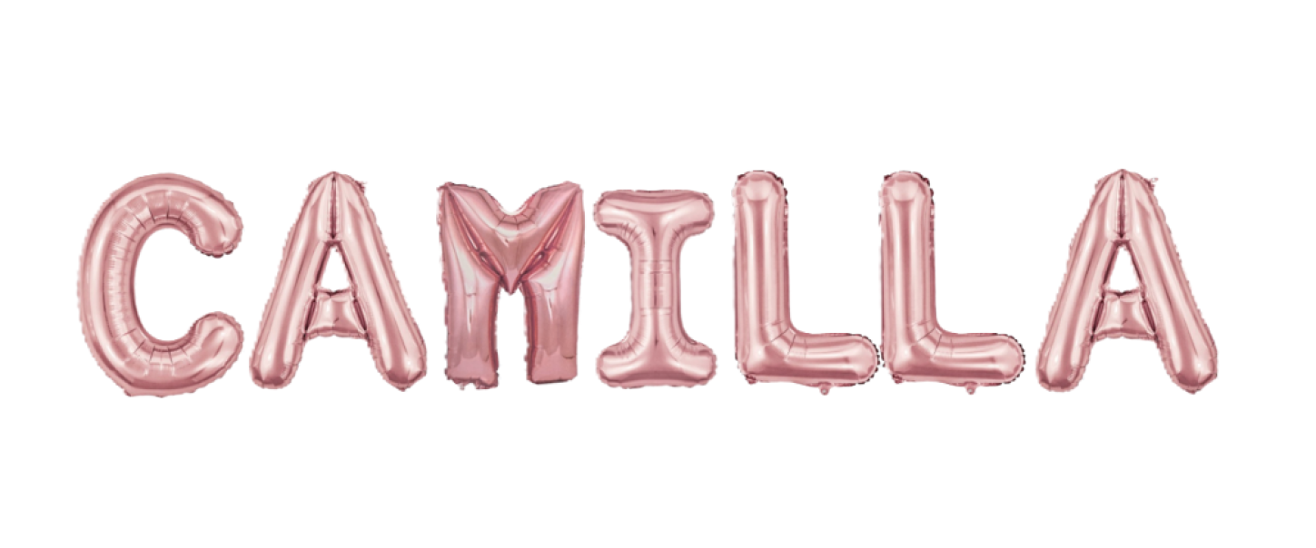 Palloncini nome Camilla , kit scritto con lettere Rosa altezza 35cm