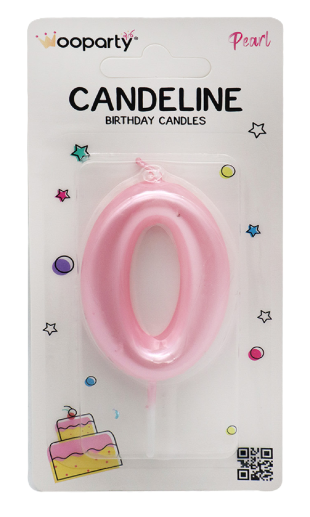 Candeline Wooparty rosa pearl n. 0 8,5cm
