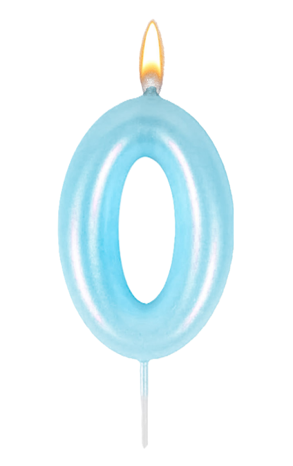 Candeline Wooparty celeste pearl n.0 8,5cm